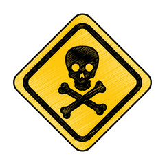 Sticker - skull danger sign icon vector illustration design