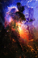 Poster - Cosmic space and stars, color cosmic abstract background.