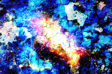 Aufkleber - Cosmic space and stars, color cosmic abstract background. Crackle effect.