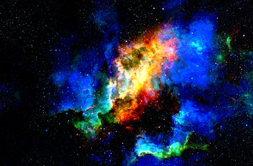 Poster - Cosmic space and stars, color cosmic abstract background.
