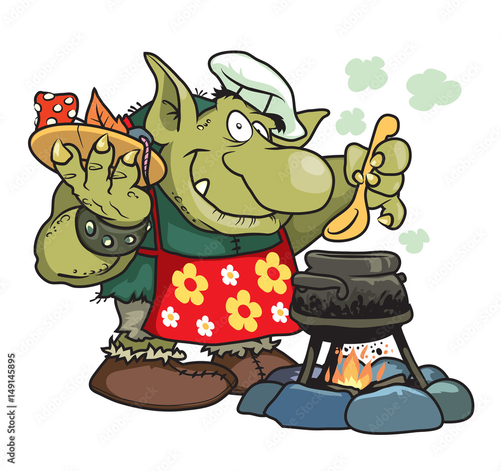 Troll-chef. Isolated cartoon character. Vector illustration