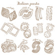 vector set of  different pasta shapes