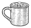 Cocoa drink illustration, drawing, engraving, ink, line art, vector