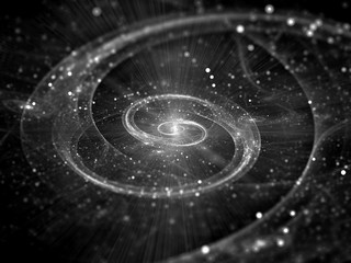 Wall Mural - Spiral galaxy in deep space intensity map black and white