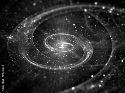 фотография  Spiral galaxy in deep space intensity map black and white