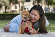 © katiekk2 - pomeranian and a young chinese lady