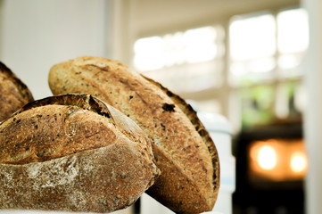 Mixed rye-wheat whole grain homemade sourdough bread