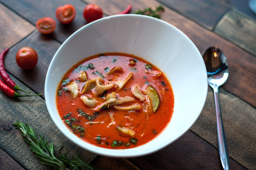 Delicious food, which is useful rustic wooden background