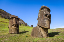 Moais Statues On Rano Raraku Volcano, Easter Island