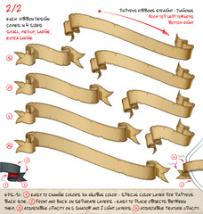 Wall Mural - Papyrus Ribbons Diagonal Top Left Towards Bottom Right 2 – Two Designs by Four Sizes.