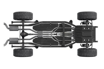 Wall Mural - Chassis frame dirt underbody, bottom view. 3D rendering