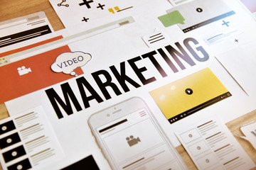 Wall Mural - video marketing. concept for marketing, internet advertising, video streaming, video tutorials, vide