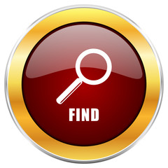 Aufkleber - Find red vector icon with golden border isolated on white background.  

