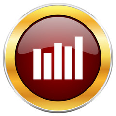 Aufkleber - Graph red vector icon with golden border isolated on white background.