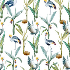 Watercolor tropical floral pattern