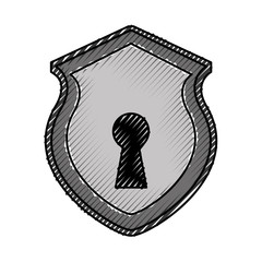 Poster - security shield with shape hole isolated icon vector illustration design