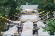 blur image of outdoor market on street background with bokeh .