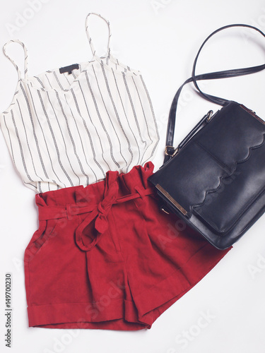 red and white striped shorts outfit