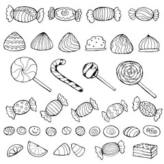 Wall Mural - set of doodle sweets