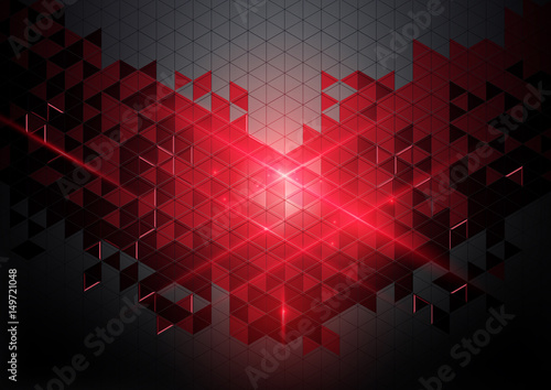 Red geometric abstract technology digital hi tech concept in dark background