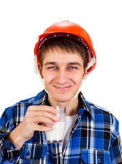 Canvas Print - Young Man with a Milk