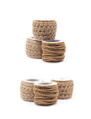 Wall Mural - Pile of rope bobbins isolated