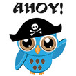 Owl pirate with text AHOY!
