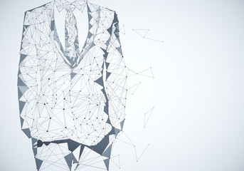 Grey polygonal businessman outline