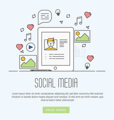 Wall Mural - infographics of social media networking, marketing, storytelling, producing creative, sharing of dig