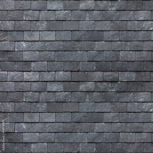 Fotografie, Obraz Roof (wall) of the Silesian black shale. Slate roofing tiles