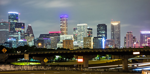 Fototapete - houston texas skyline and downtown