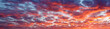 Panoramic view the blood red evening sky and amazing clouds.