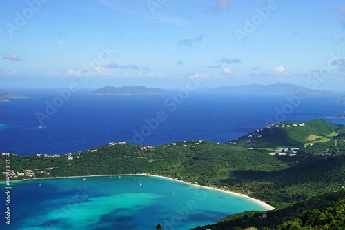 Fotografie, Obraz A view of Magens Bay with Jost Van Dyke (BVI) and Tortola (BVI) island on the background