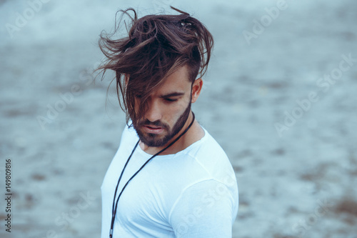 Fotografie, Obraz Portrait of a man with beard and modern hairstyle