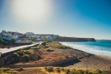 Wall Mural - Promenade in Marina Rubicon in Playa Blanca, Lanzarote, Canary Island, Spain