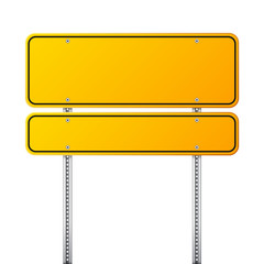 Wall Mural - road yellow traffic sign. blank board with place for text.mockup. isolated information sign. directi