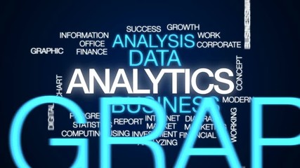 Poster - Analytics animated word cloud, text design animation.