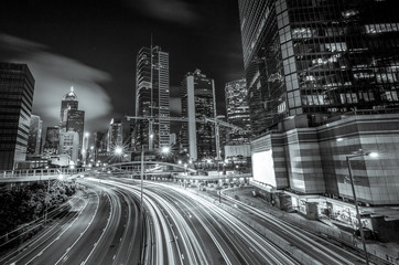 Hong Kong cityscape with B&W color