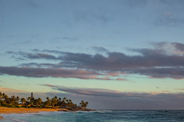 Wall Mural - beautiful sunset time on hawaiian beach with ocean view seascape