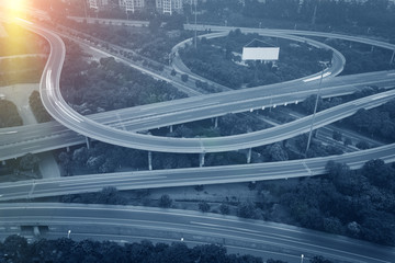 Canvas Print - In the evening, the highway overpass