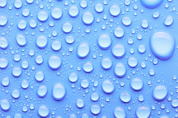 Water drops on a blue background