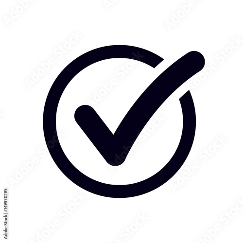 Fotomural Check list button icon. Check mark in round sign.