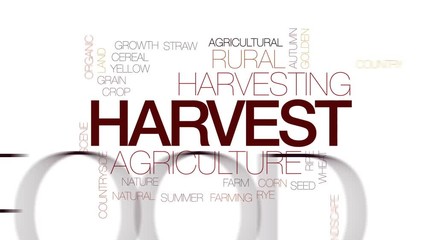 Sticker - Harvest animated word cloud, text design animation. Kinetic typography.