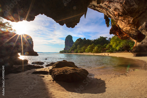 Thailand,Railay sand beach,view from Phra Nang Noi cave