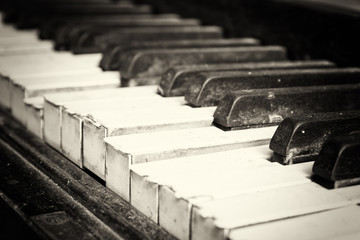 Wall Mural - Keys from an old broken damaged piano