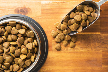 Poster - Dry kibble dog food in scoop.