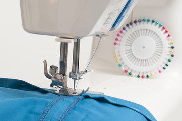 Sewing machine and fabric close-up