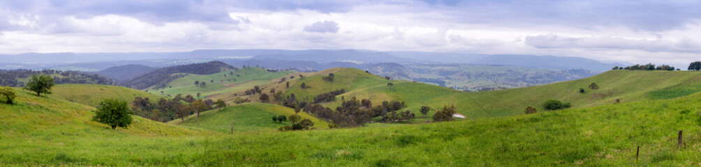 Canvas Print - Panoramic view of Australian countryside at sunset, New South Wales