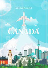 Canada. Canadian Vector Illustration. Travel Postcard.
