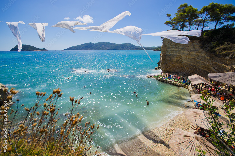 Obraz na płótnie Cameo island with famous beach, Zakynthos, Greece w salonie